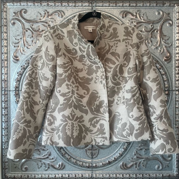 Coldwater Creek Ivory Shimmer Jacquard Jacket blazer size 10 NWT neutral fall - Picture 3 of 12
